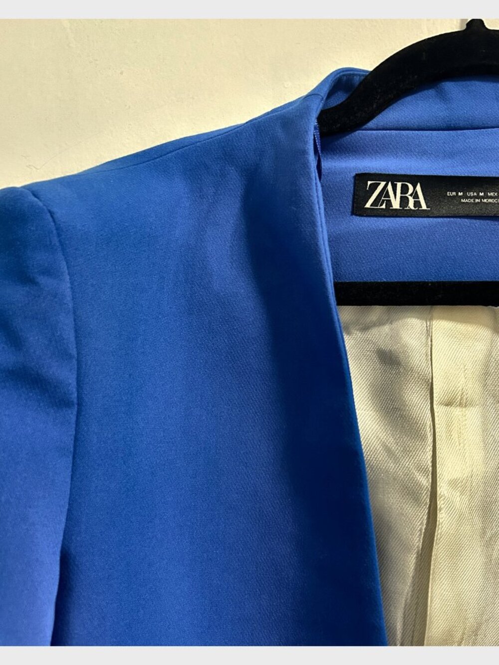 Zara Cobalt Blue Open Front Tailored Blazer Size M